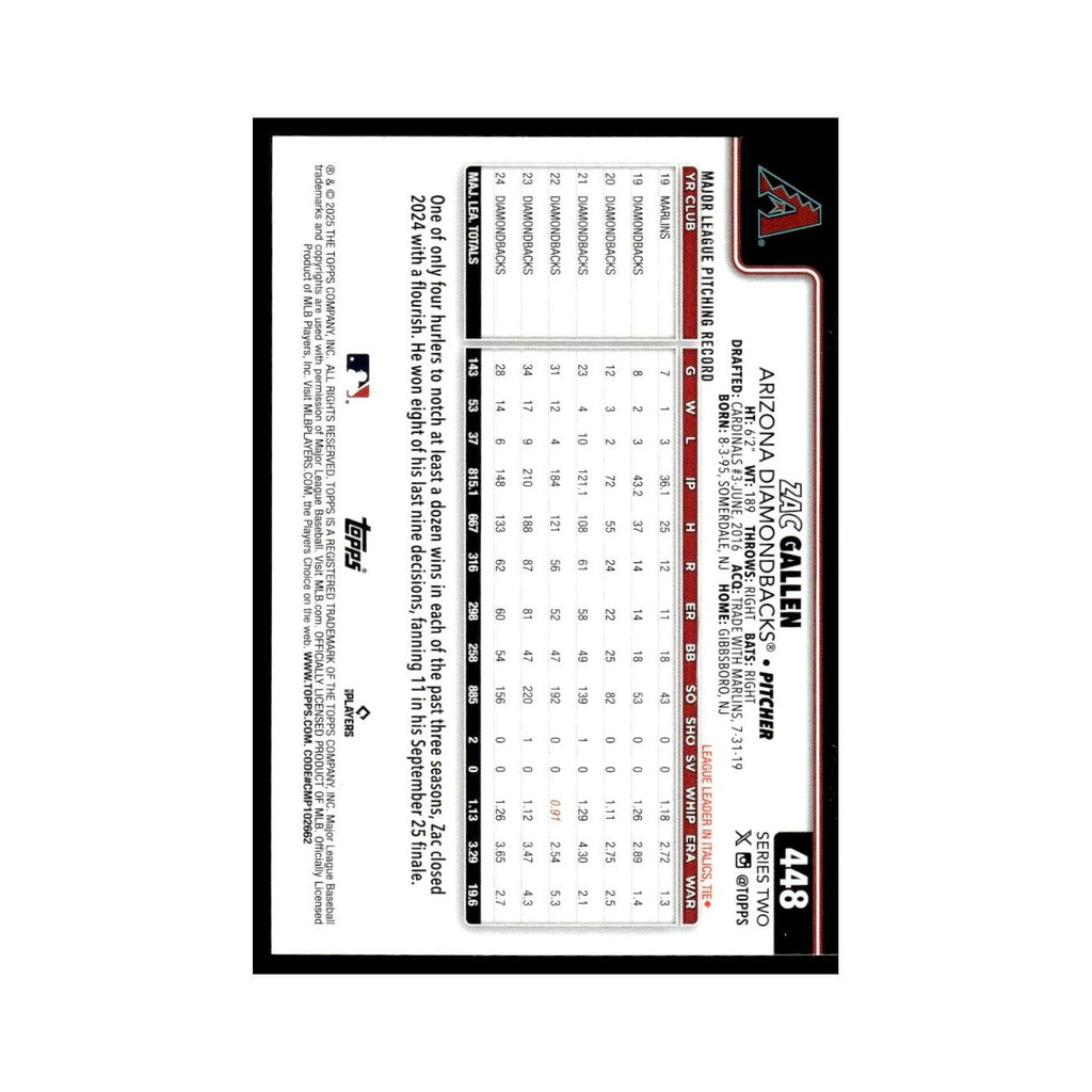 2025 Topps Zac Gallen Diamondbacks #448