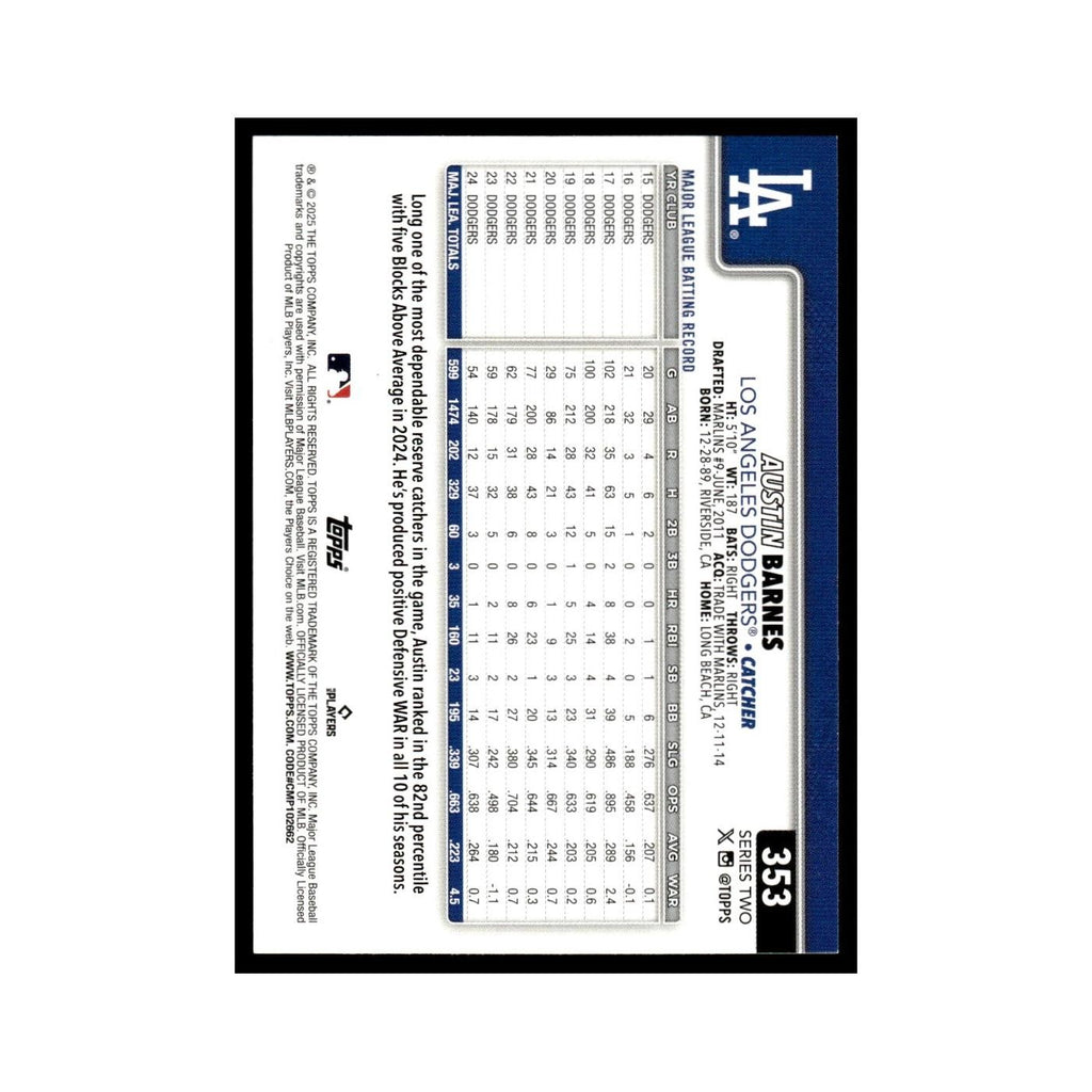 2025 Topps Austin Barnes Dodgers #353