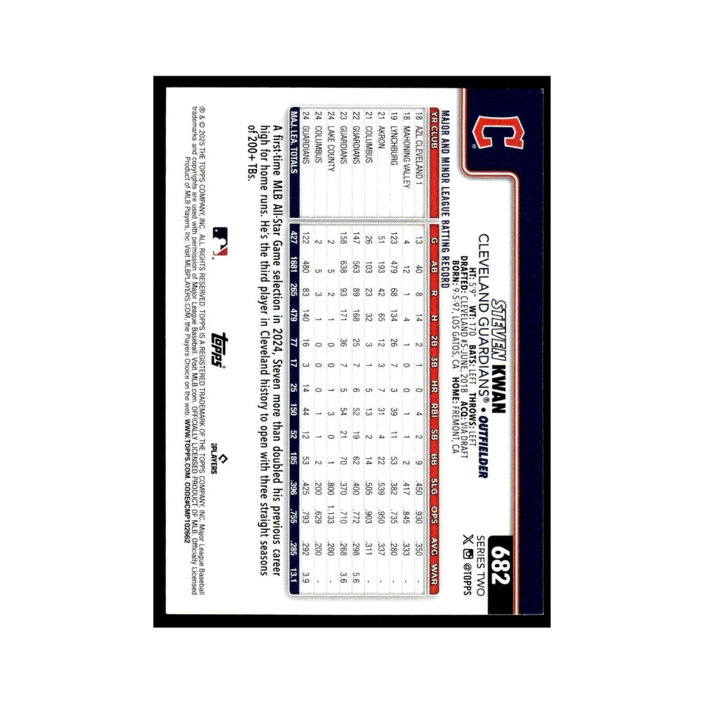 2025 Topps Steven Kwan Guardians #682