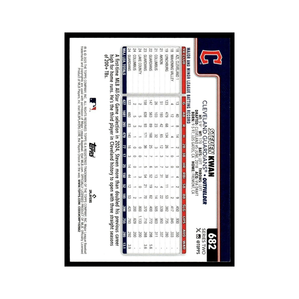 2025 Topps Steven Kwan Guardians #682