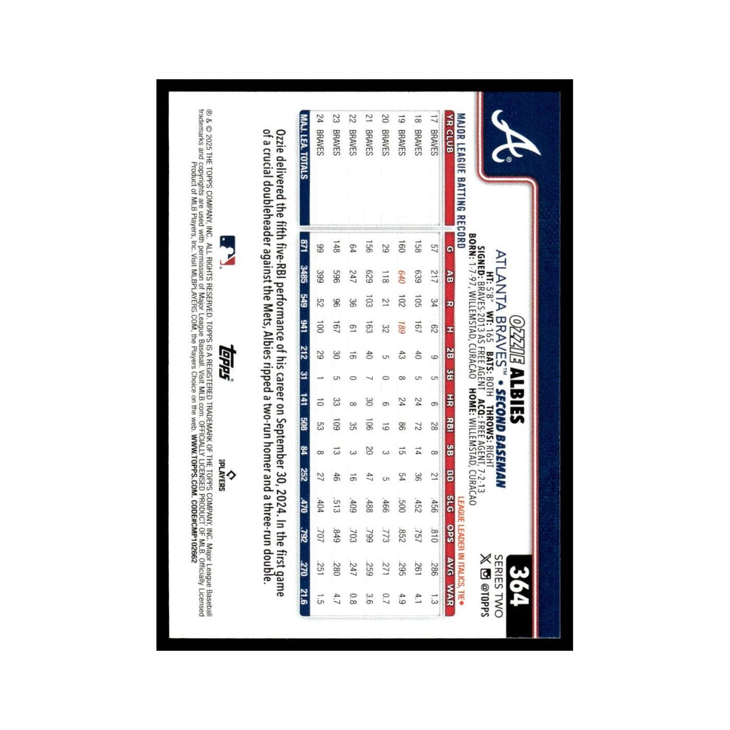 2025 Topps Ozzie Albies Braves #364