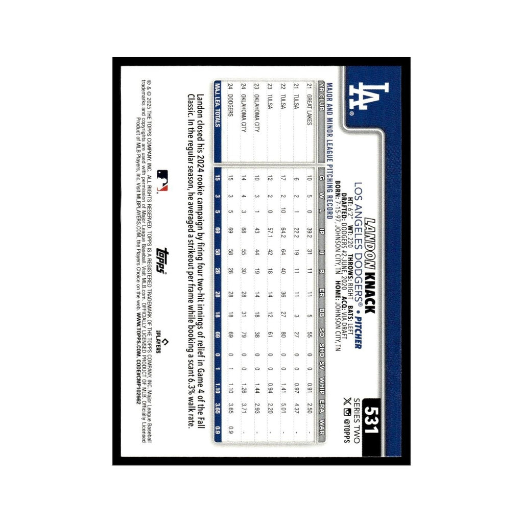 2025 Topps Landon Knack Dodgers #531