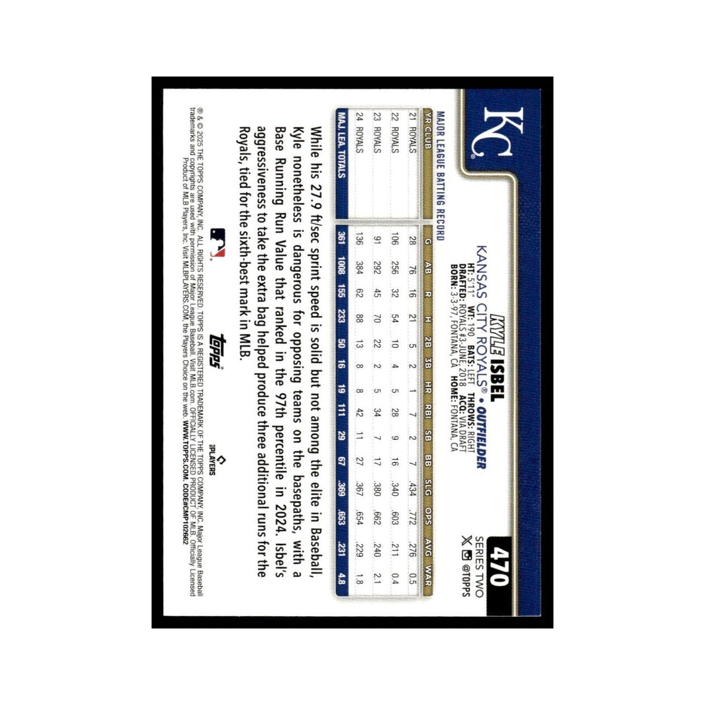 2025 Topps Kyle Isbel Royals #470