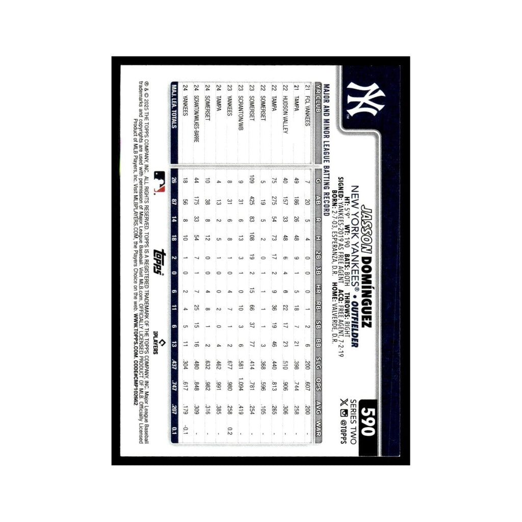 2025 Topps Jasson Dominguez Yankees #590