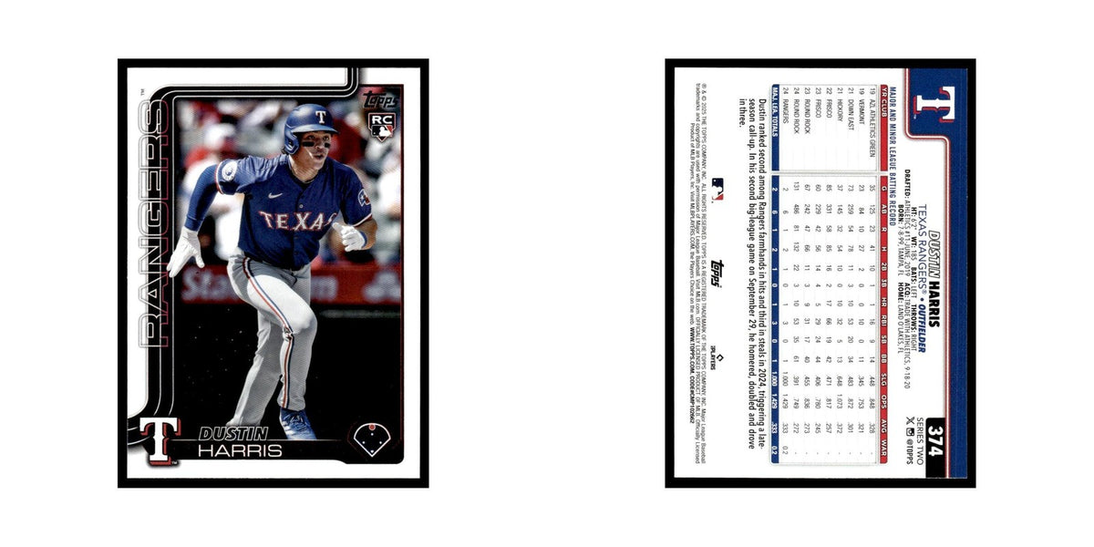 2025 Topps Dustin Harris RC Rangers #374