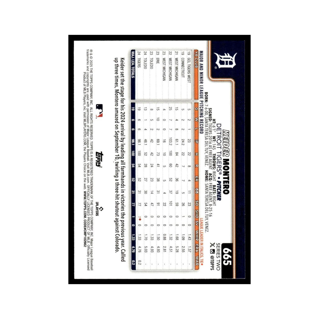 2025 Topps Keider Montero RC Tigers #665