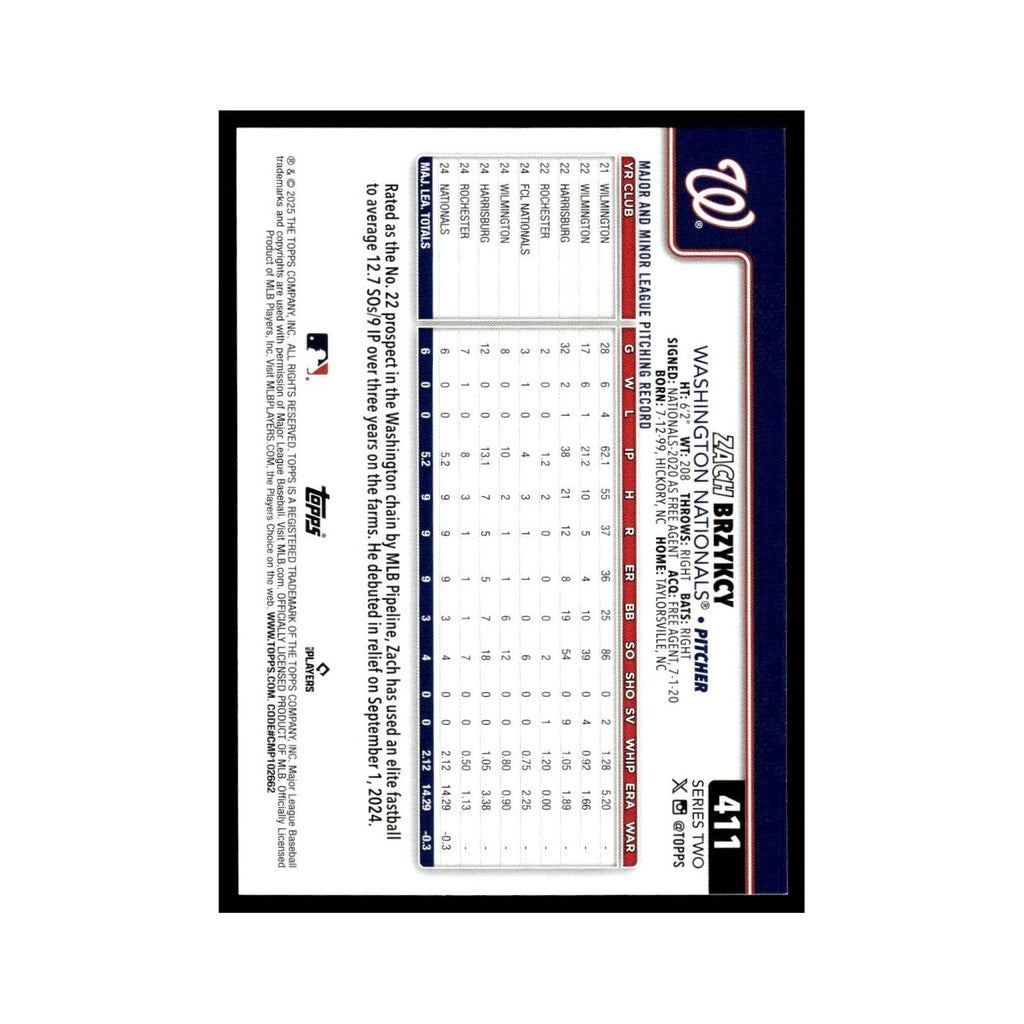 2025 Topps Zach Brzykcy RC Nationals #411