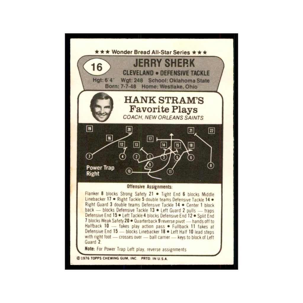 1976 Wonder Bread Jerry Sherk Browns #16