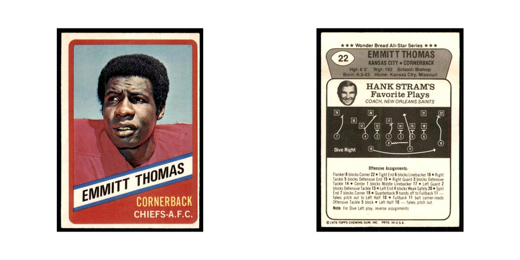 1976 Wonder Bread Emmitt Thomas Chiefs #22