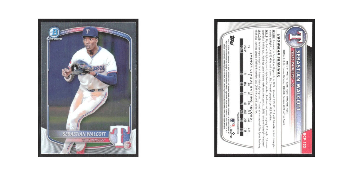 2025 Bowman Chrome Prospects Sebastian Walcott Rangers #BCP-133
