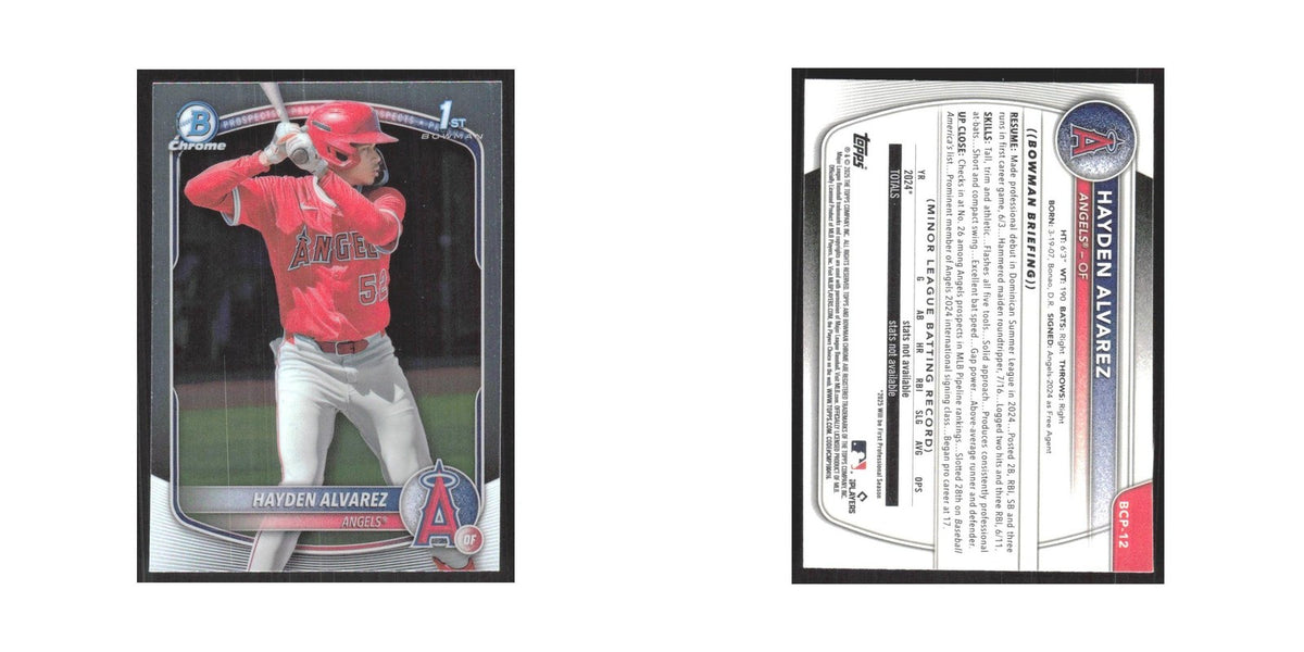 2025 Bowman Chrome Prospects Hayden Alvarez Angels #BCP-12
