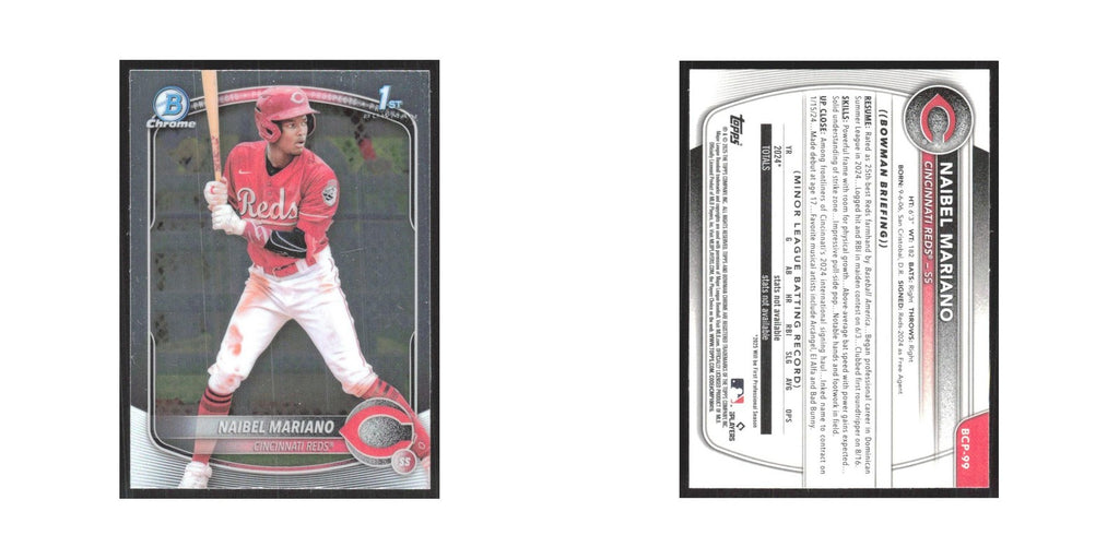 2025 Bowman Chrome Prospects Naibel Mariano Reds #BCP-99