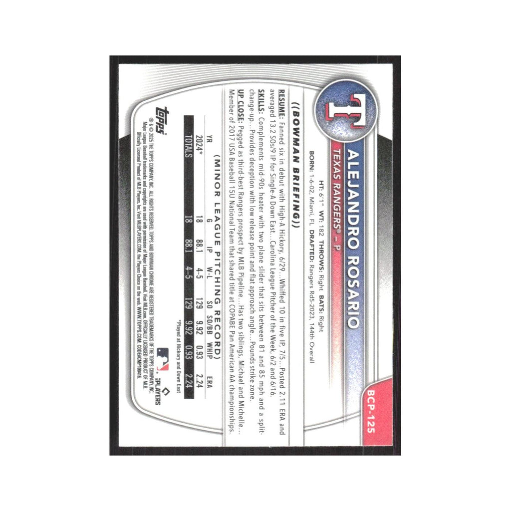 2025 Bowman Chrome Prospects Alejandro Rosario Rangers #BCP-125