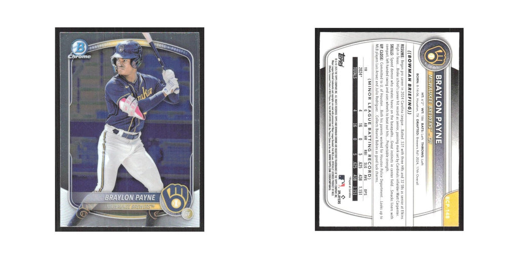 2025 Bowman Chrome Prospects Braylon Payne Brewers #BCP-148