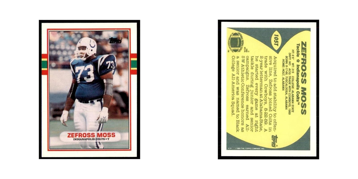 1989 Topps Traded Zefross Moss RC Colts #105T