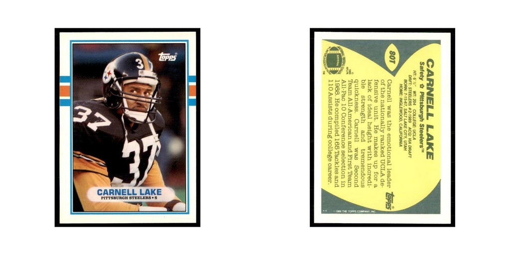 1989 Topps Traded Carnell Lake RC Steelers #80T