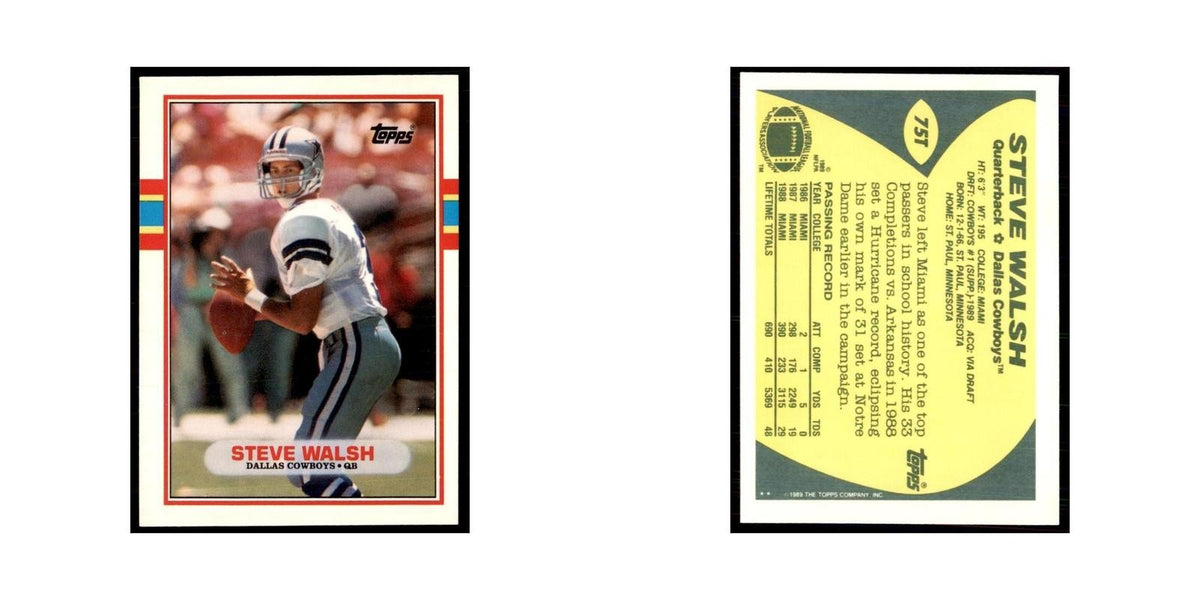 1989 Topps Traded Steve Walsh RC Cowboys #75T