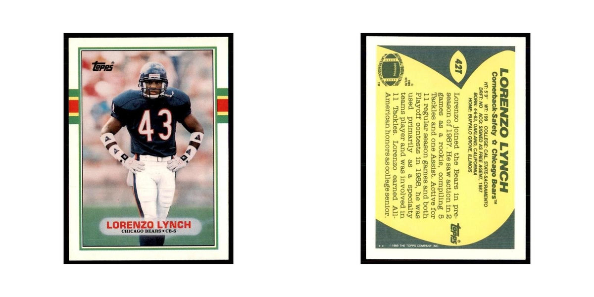 1989 Topps Traded Lorenzo Lynch RC Bears #42T