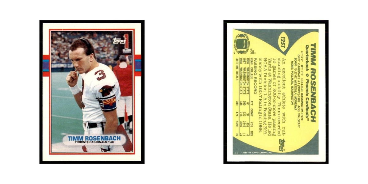 1989 Topps Traded Timm Rosenbach RC Phoenix Cardinals #125T