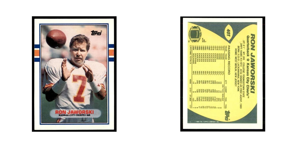 1989 Topps Traded Ron Jaworski Chiefs #40T