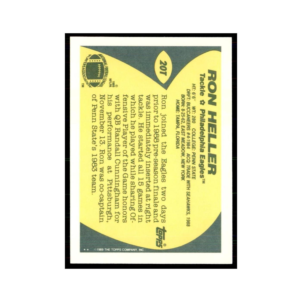 1989 Topps Traded Ron Heller RC Eagles #20T