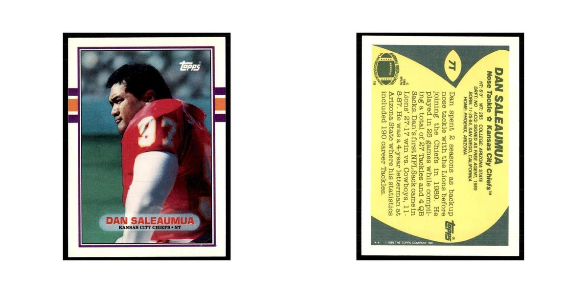 1989 Topps Traded Dan Saleaumua RC Chiefs #7T