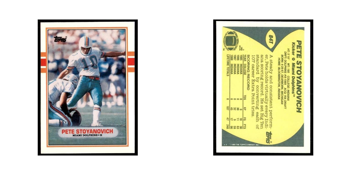 1989 Topps Traded Pete Stoyanovich RC Dolphins #84T