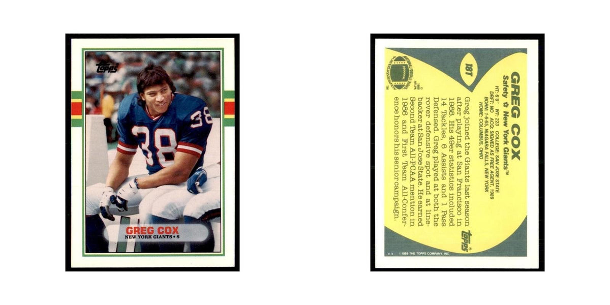 1989 Topps Traded Greg Cox RC Giants #18T