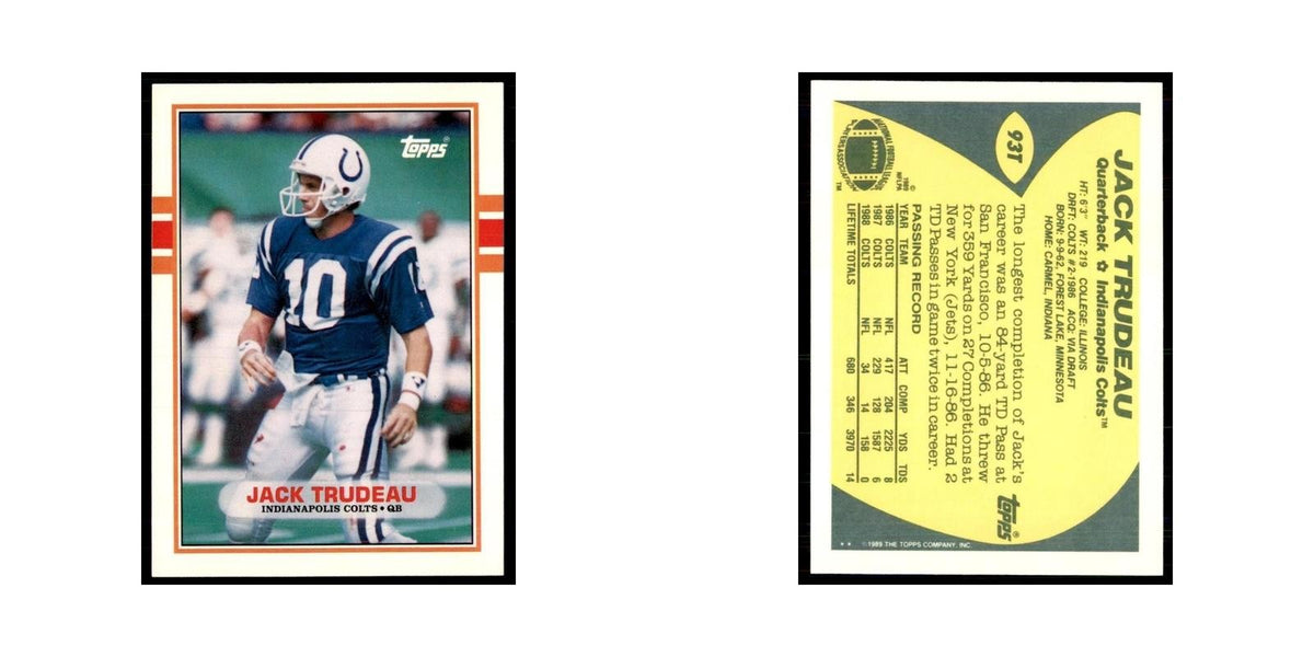 1989 Topps Traded Jack Trudeau Colts #93T