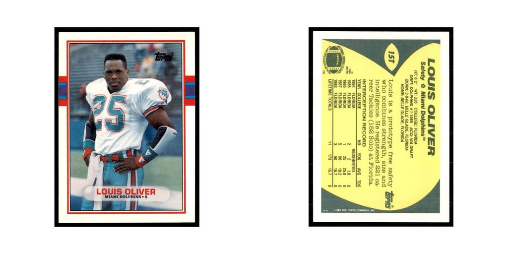 1989 Topps Traded Louis Oliver RC Dolphins #15T