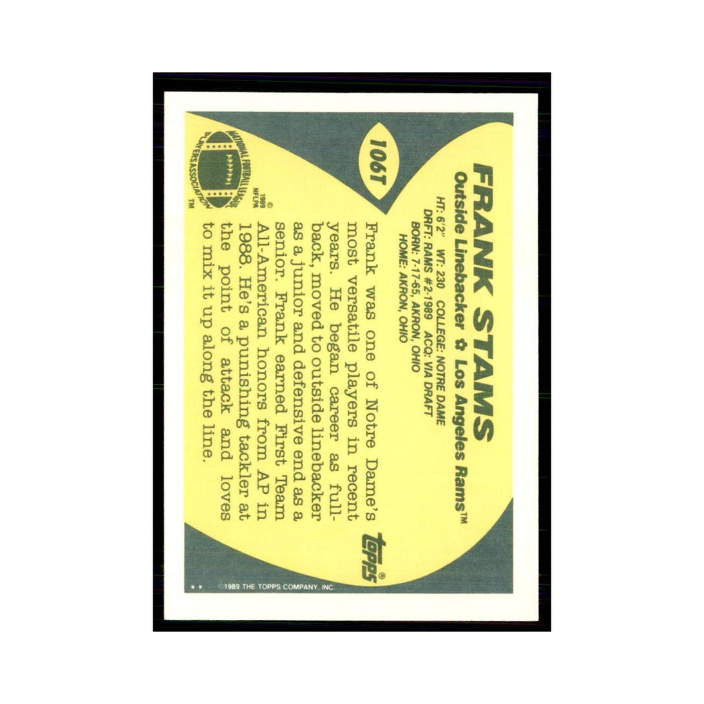 1989 Topps Traded Frank Stams RC Rams #106T