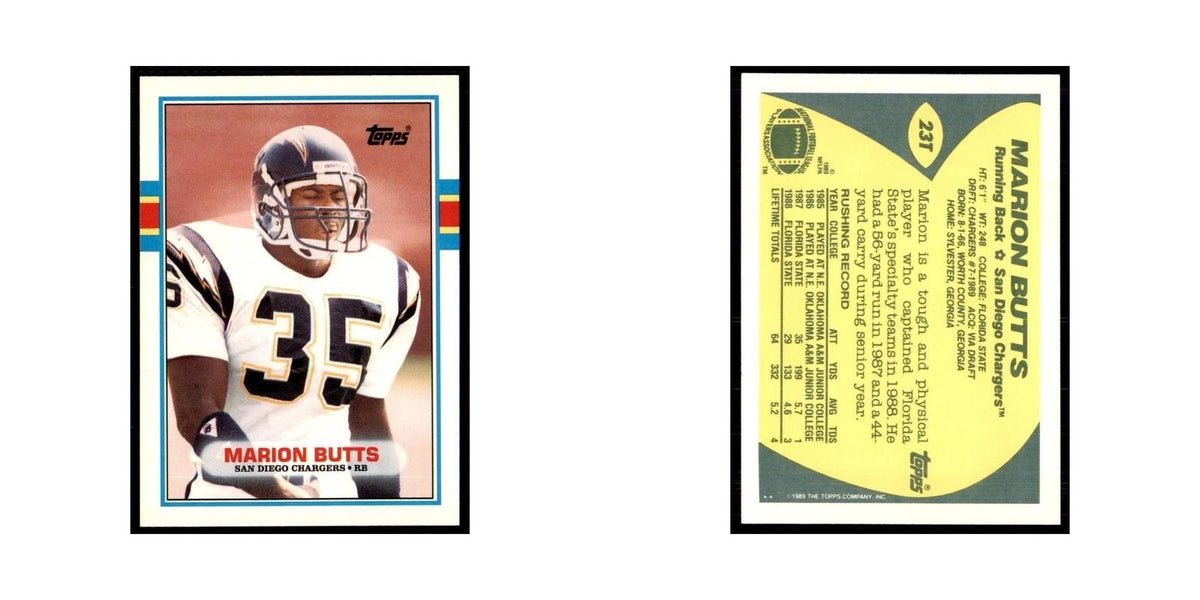 1989 Topps Traded Marion Butts RC San Diego Chargers #23T