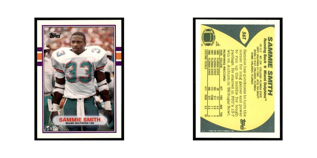 1989 Topps Traded Sammie Smith RC Dolphins #56T
