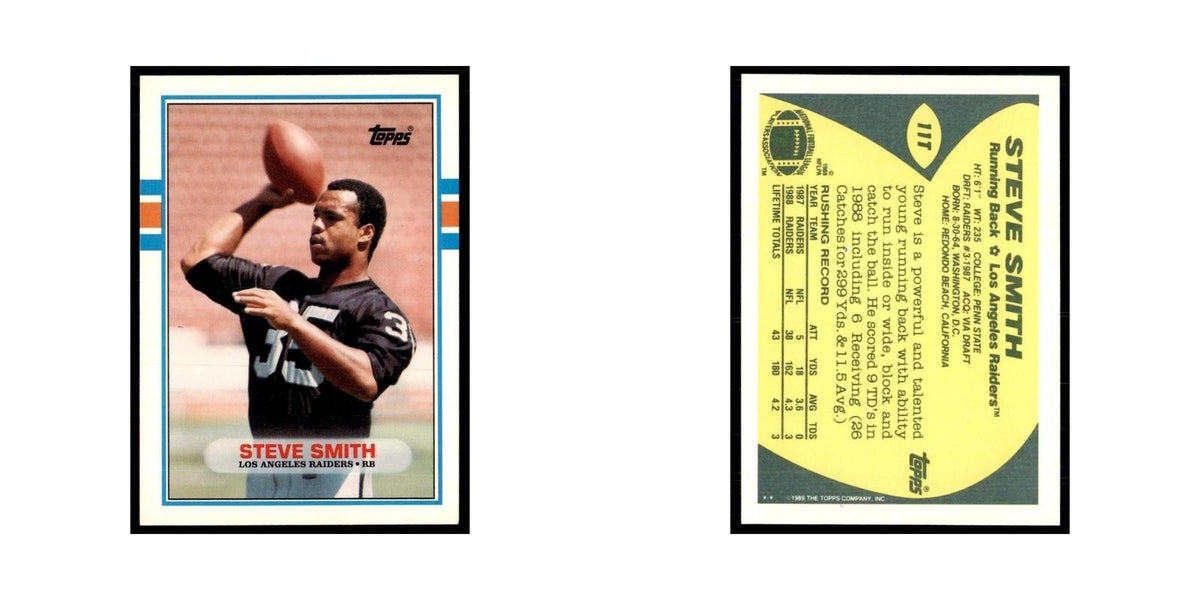 1989 Topps Traded Steve Smith RC Los Angeles Raiders #11T