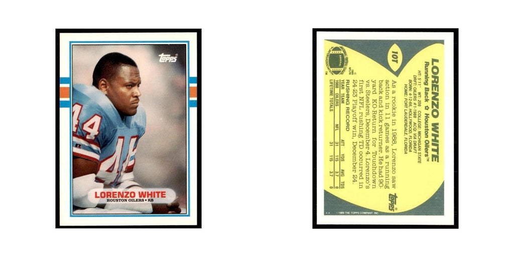 1989 Topps Traded Lorenzo White RC Houston Oilers #10T
