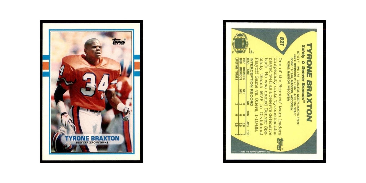 1989 Topps Traded Tyrone Braxton RC Broncos #82T