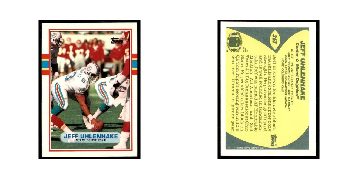 1989 Topps Traded Jeff Uhlenhake RC Dolphins #36T