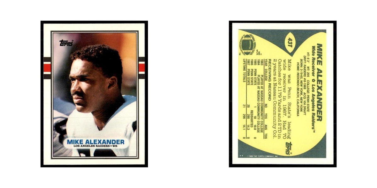 1989 Topps Traded Mike Alexander Los Angeles Raiders #43T
