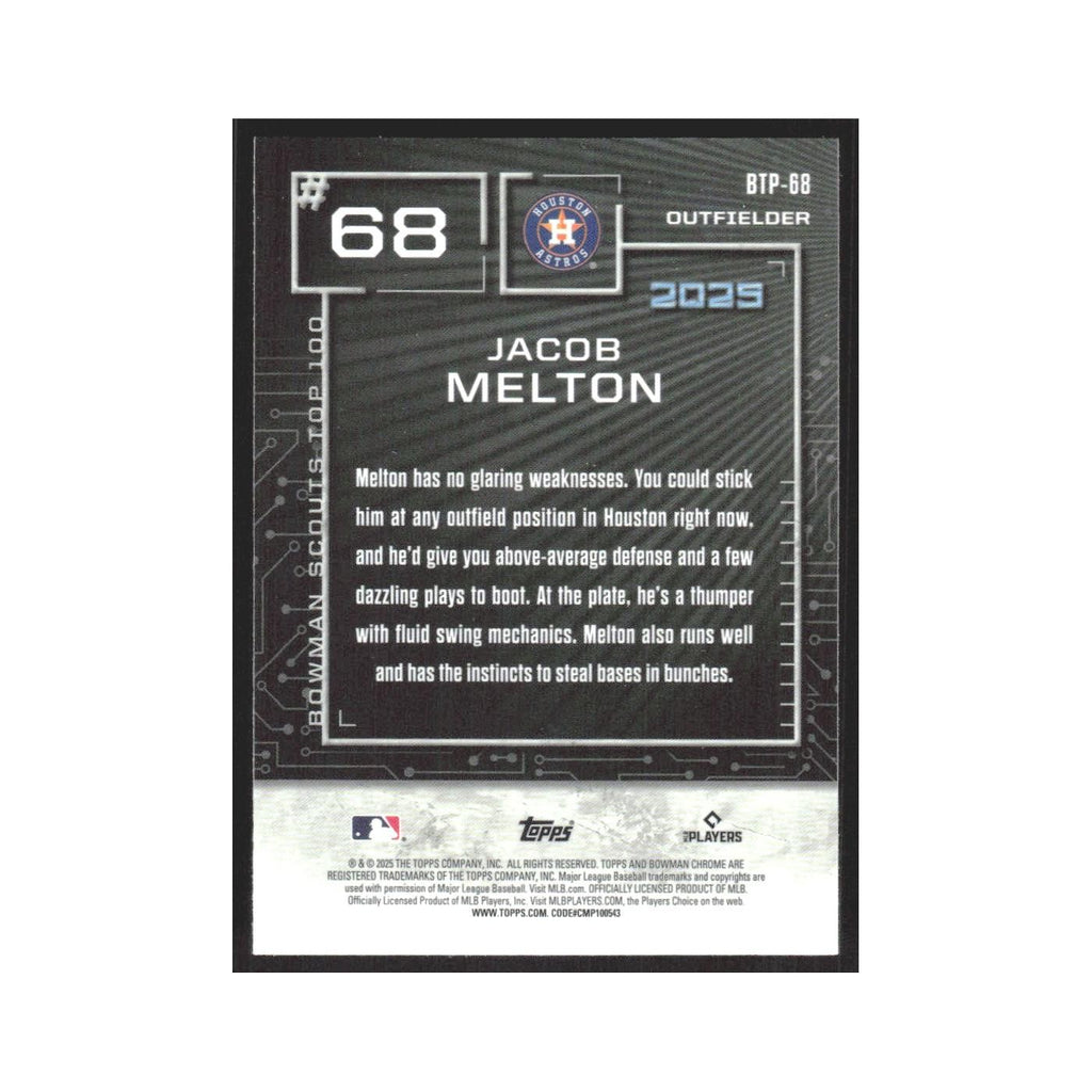 2025 Bowman Scouts Top 100 Jacob Melton Astros #BTP-68