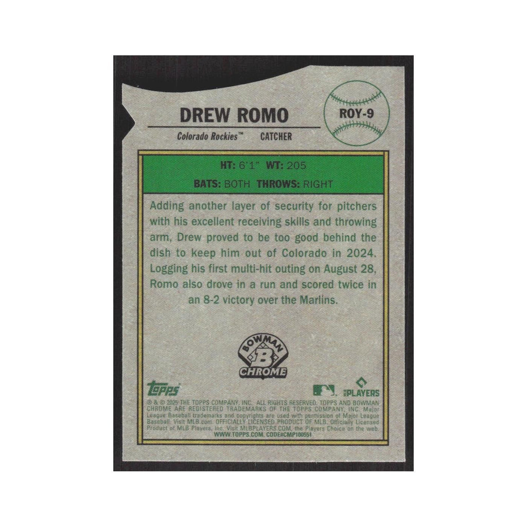 2025 Bowman Rookie of the Year Favorites Drew Romo Rockies #ROY-9