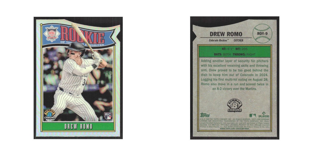 2025 Bowman Rookie of the Year Favorites Drew Romo Rockies #ROY-9