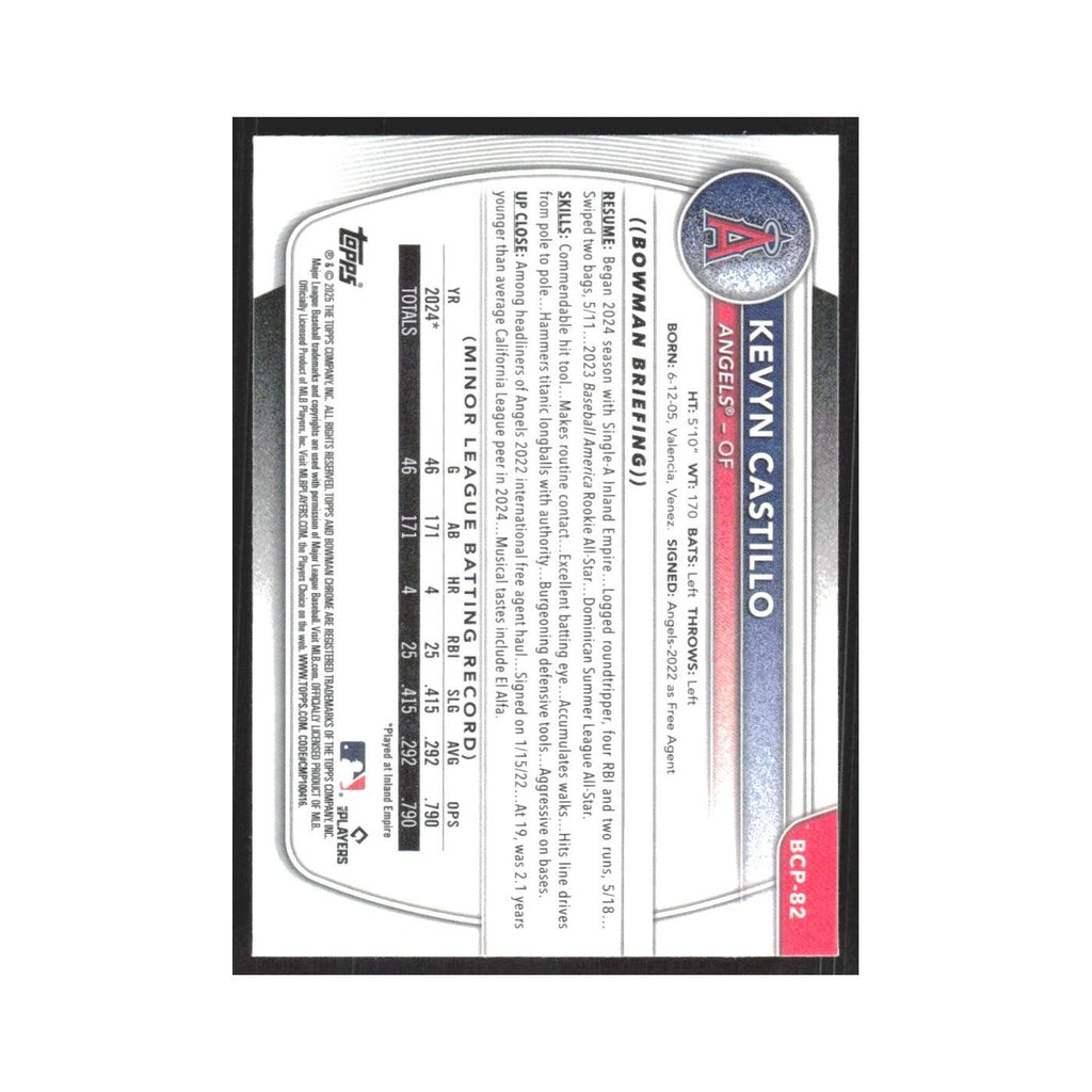 2025 Bowman Chrome Prospects Snakeskin Kevyn Castillo Angels #BCP-82