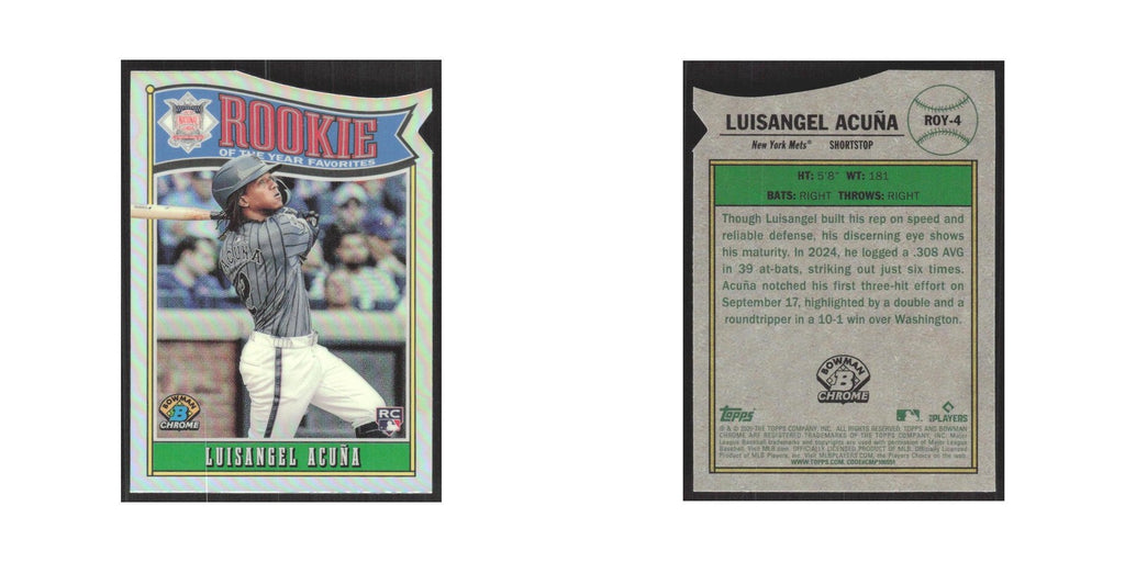 2025 Bowman Rookie of the Year Favorites Luisangel Acuna Mets #ROY-4