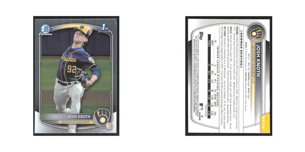 2025 Bowman Chrome Prospects Josh Knoth Brewers #BCP-136
