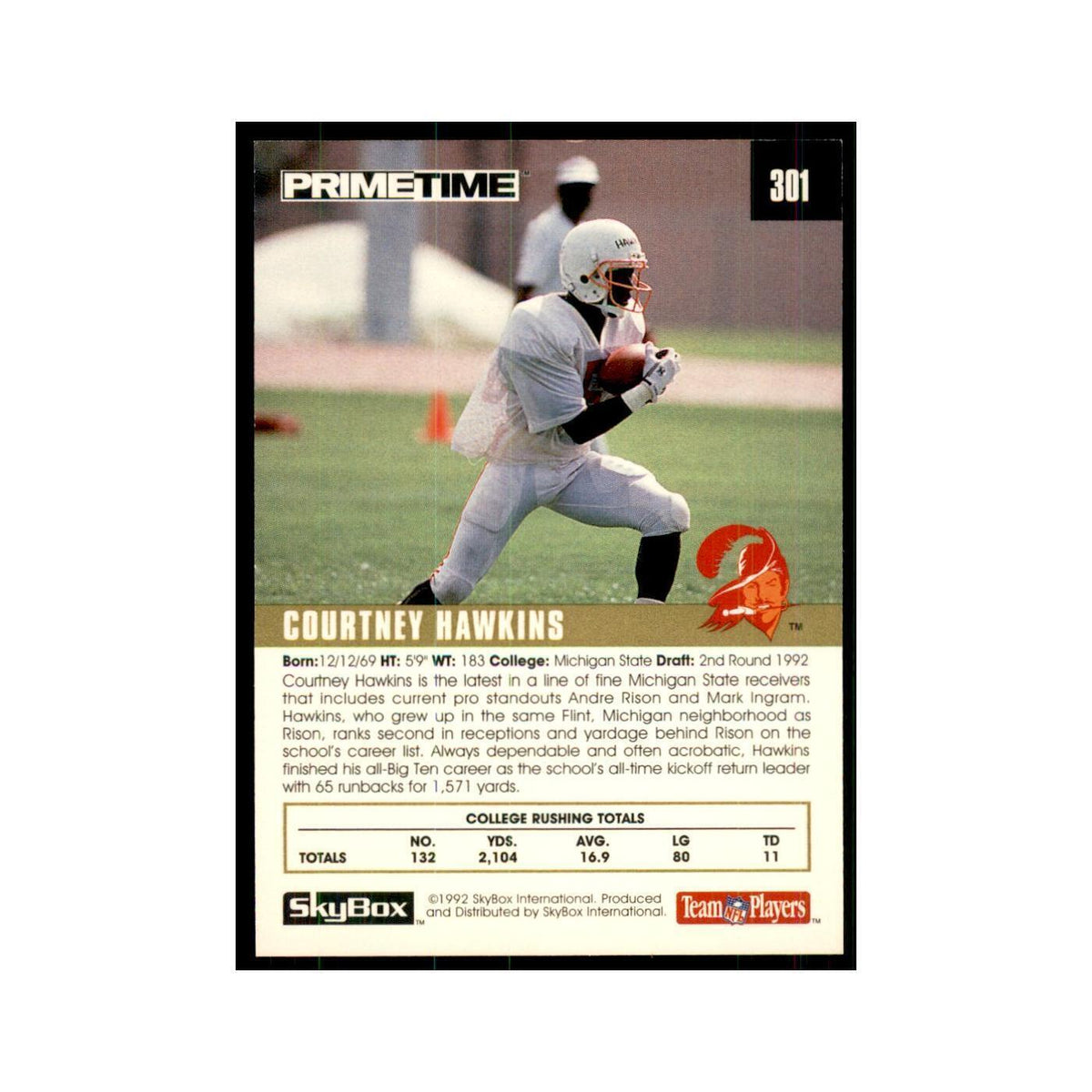 1992 SkyBox Primetime Courtney Hawkins RC Buccaneers #301