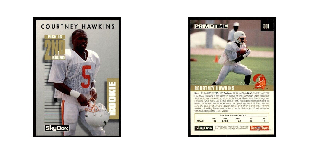 1992 SkyBox Primetime Courtney Hawkins RC Buccaneers #301