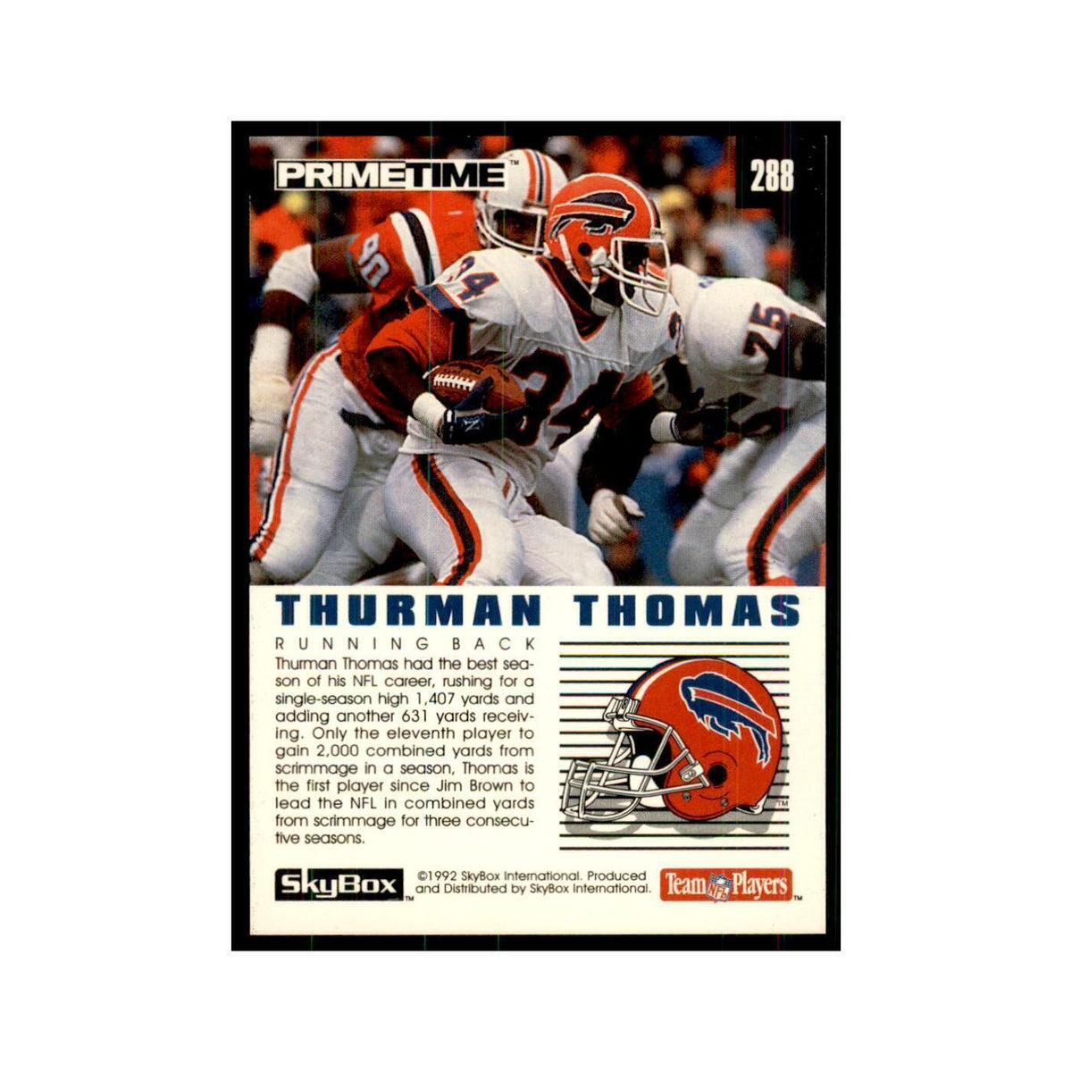 1992 SkyBox Primetime Thurman Thomas Bills #288