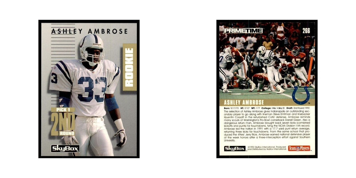 1992 SkyBox Primetime Ashley Ambrose RC Colts #266