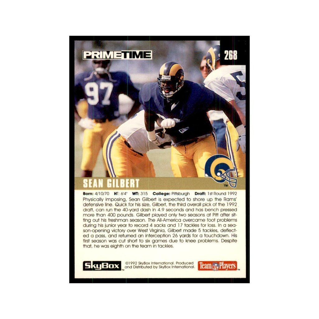 1992 SkyBox Primetime Sean Gilbert RC Rams #268