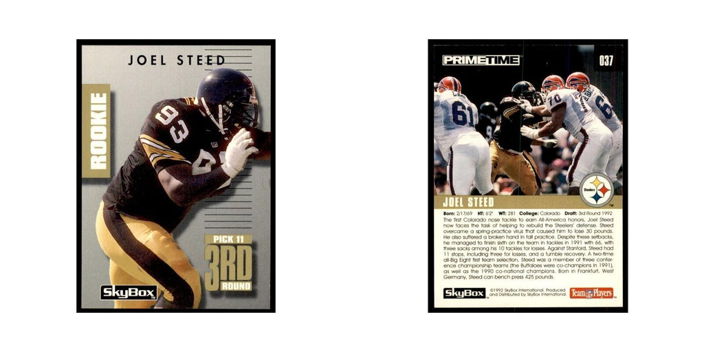 1992 SkyBox Primetime Joel Steed RC Steelers #037